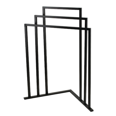 Kingston Brass LShaped Freestanding 3Tier Steel Corner Towel Rack, Matte Black SCC8270